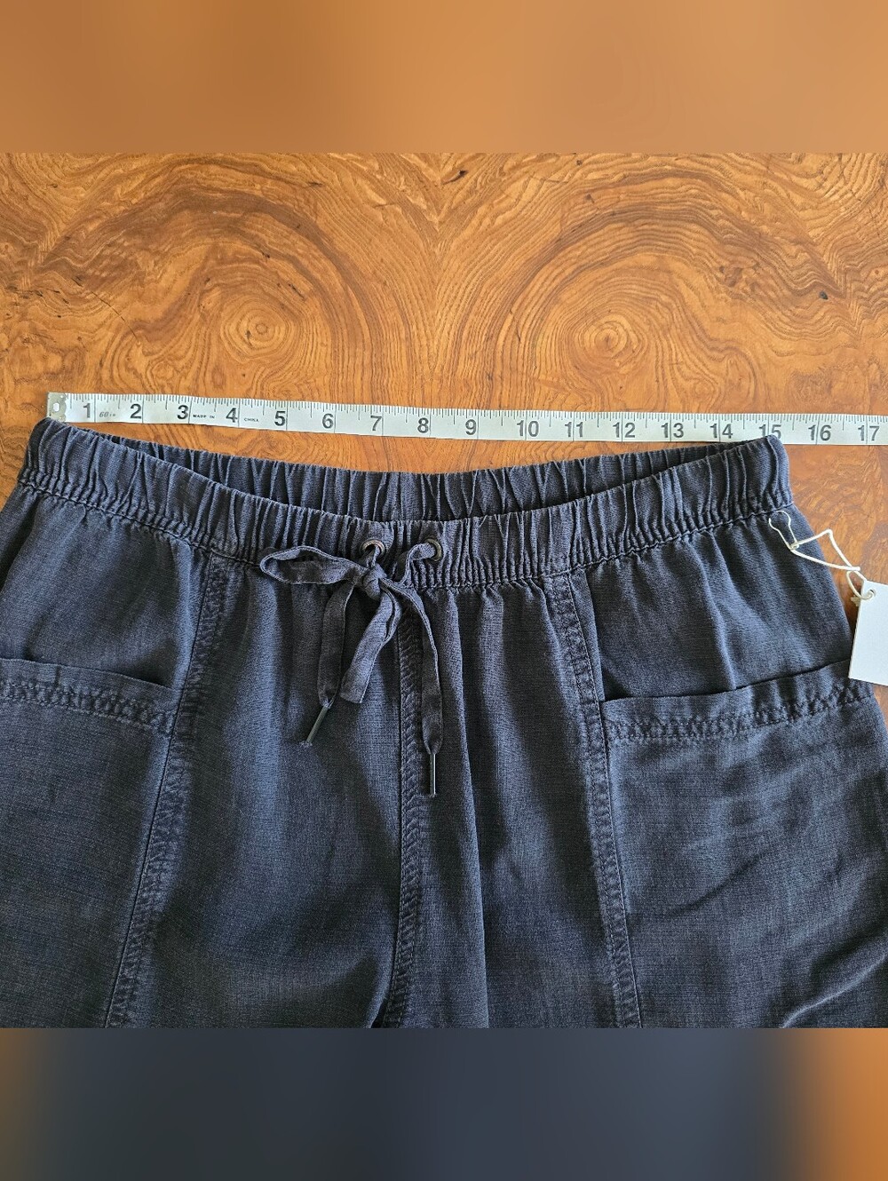 Splendid Linen Blend Drawstring Pull-On Pants, Charcoal Gray, Womens size M NWT - Picture 7 of 8